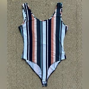 Charlotte Ruse multi-color vertical stripe body suit - S